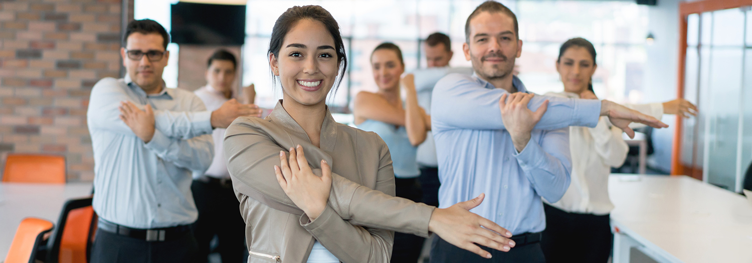 office employees stretching